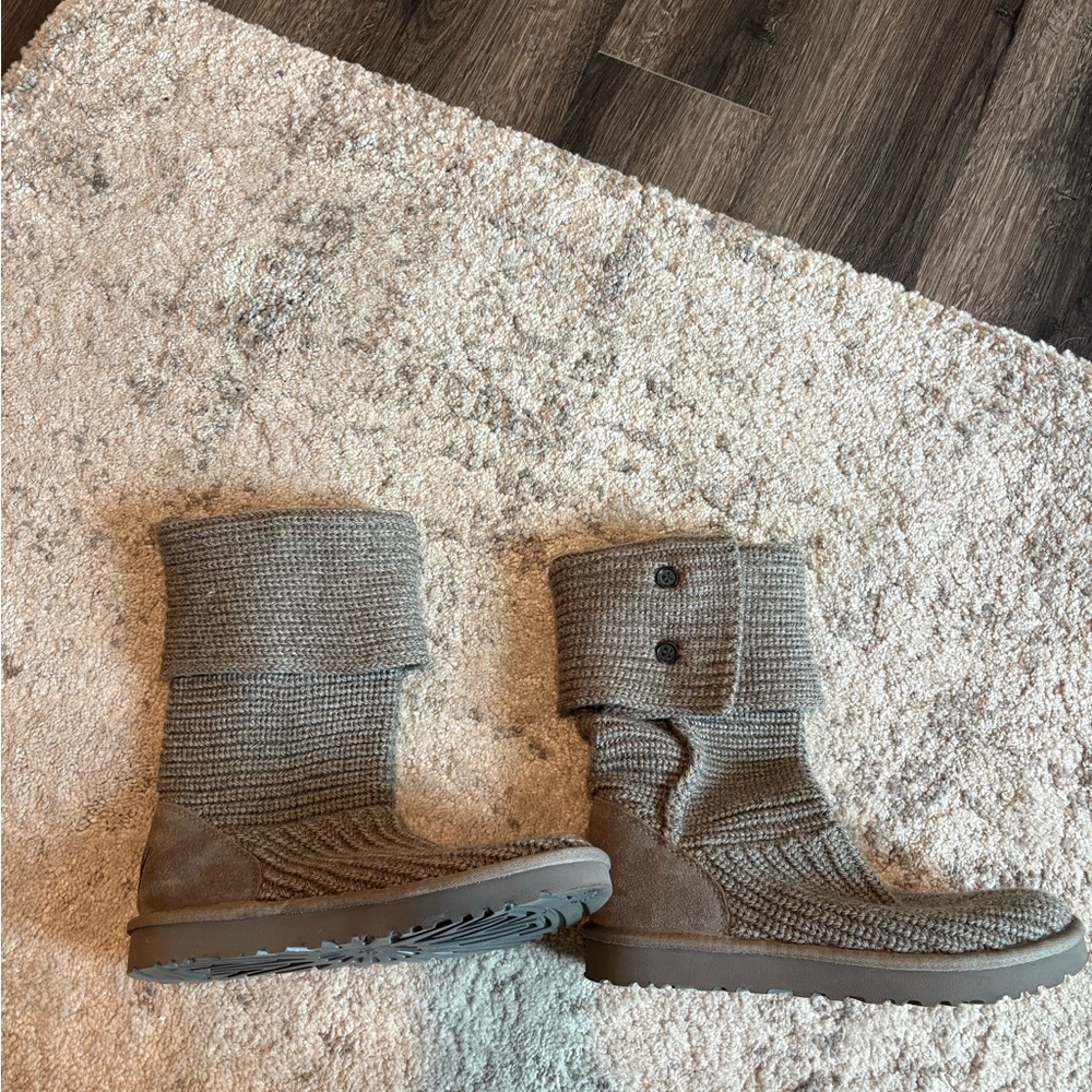 UGG Gray Knit Button Boots
